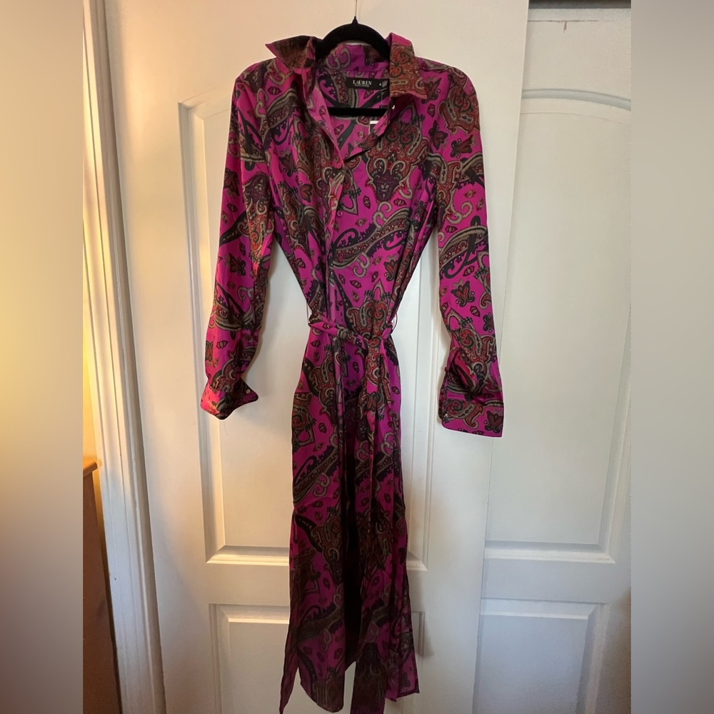 Ralph Lauren Pink Paisley Long Sleeve Dress